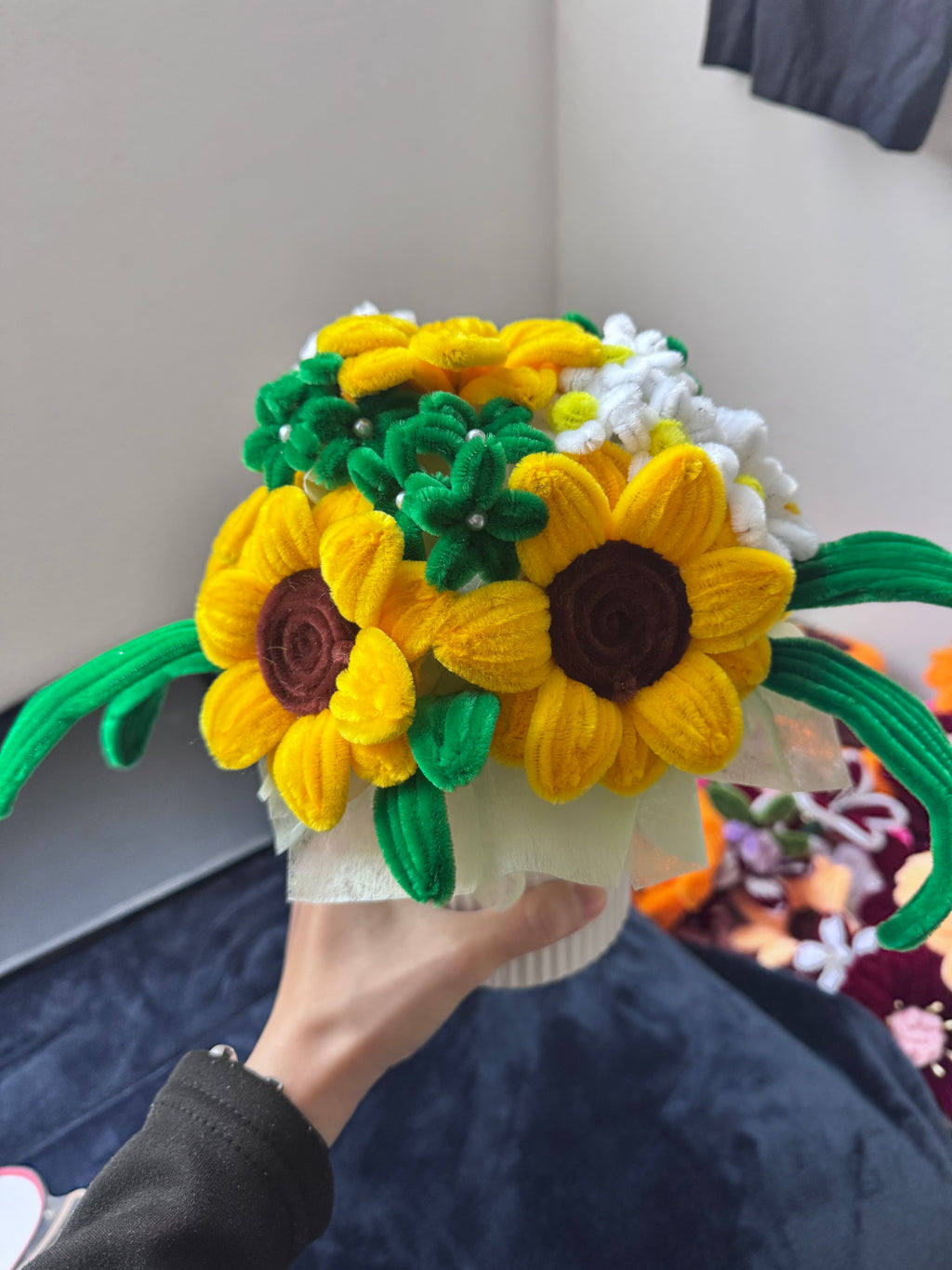 Handmade Crochet Sunflower Bouquet | Knitted Flower Gift for Special Occasions