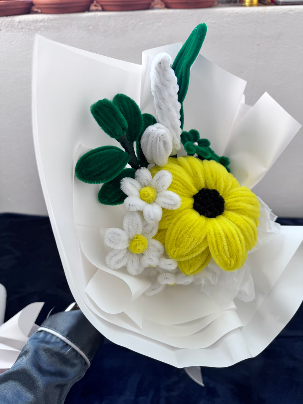 Minimalist Yellow Sunflower Pipe Cleaner Bouquet