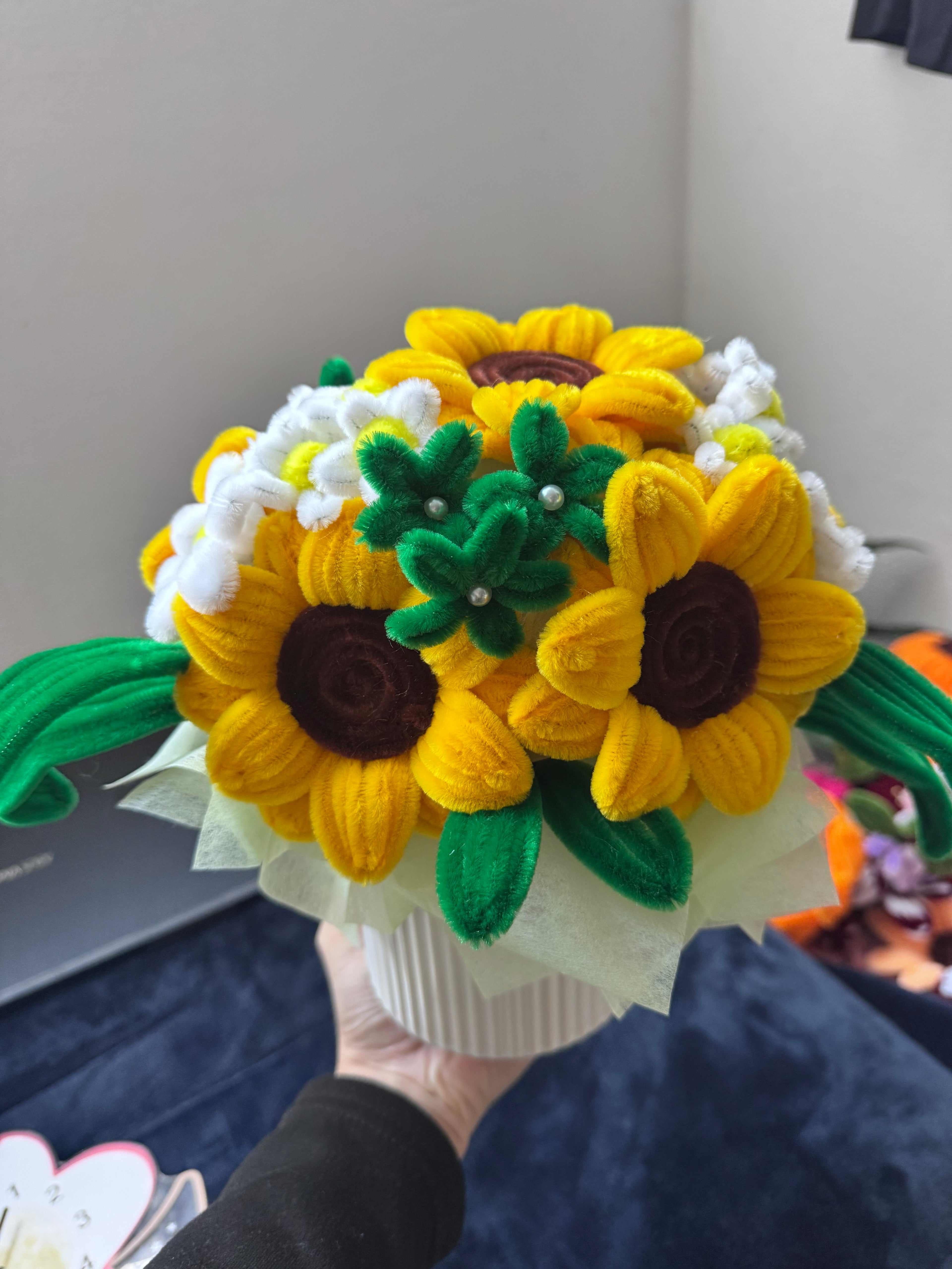 Handmade Crochet Sunflower Bouquet | Knitted Flower Gift for Special Occasions