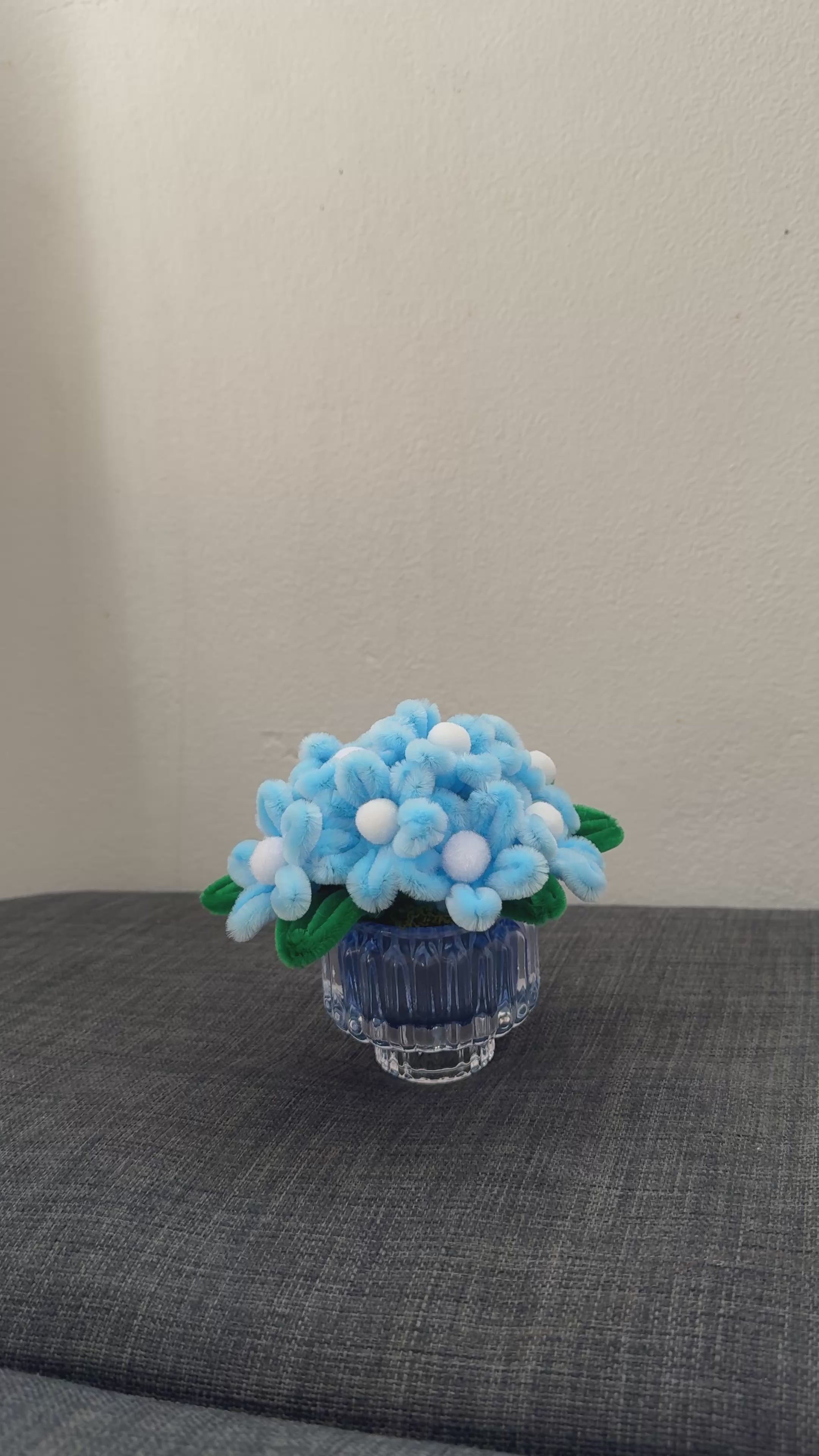 Mini Blue Cloud Potted Flower - Handmade Art