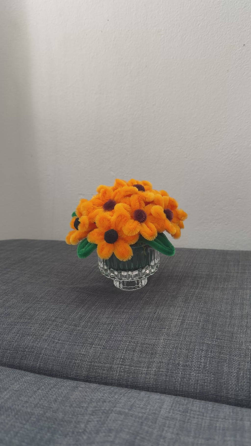 Yellow Sunflower Bouquet in Crystal Vase
